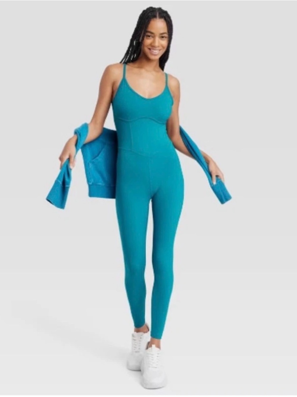 JoyLab XL New Lagoon Teal Corset Bodysuit Pilates Athleisure Sexy Sporty